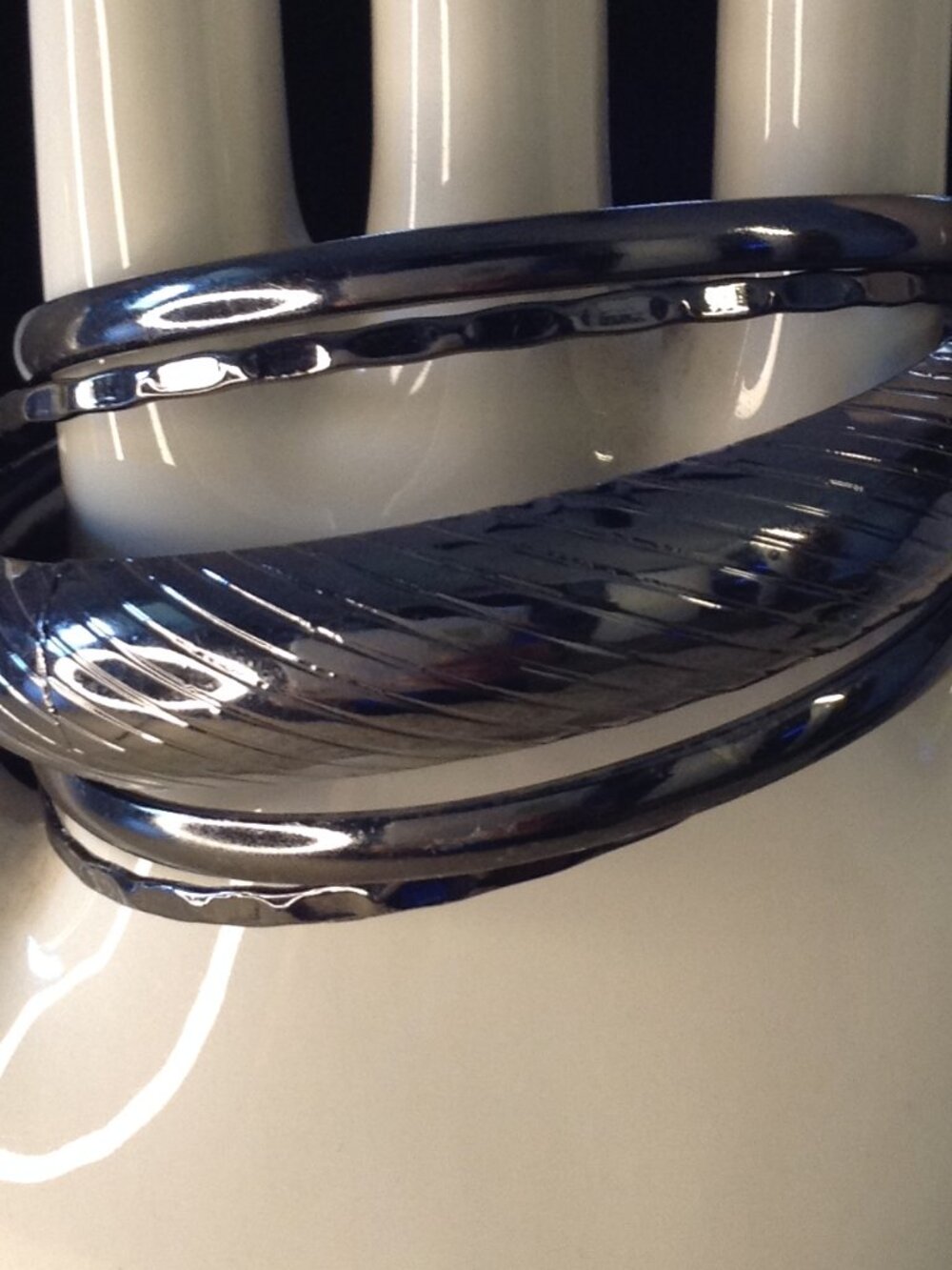 VTG 70's Chrome/Silver Bangle Bracelets Hippie Bohemian Throwback Fairycore
